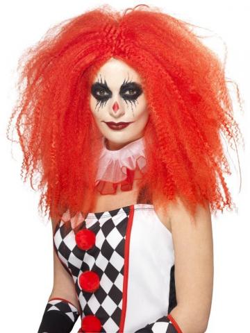 crimped clown wig - red