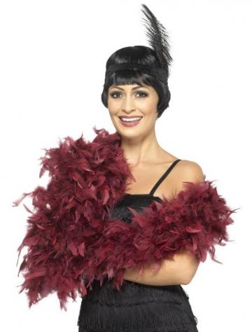 burgundy feather boa