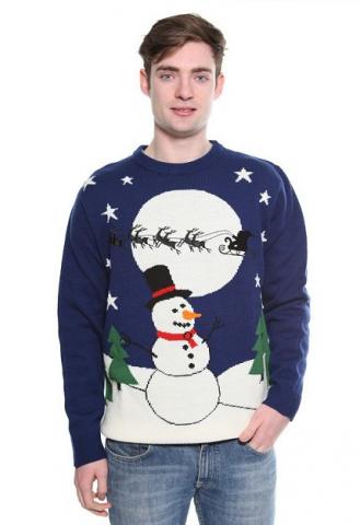 Snowman Christmas Jumper - Navy
