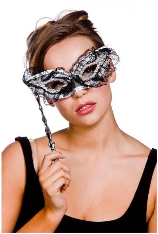 Lace Eyemask - Black/Silver