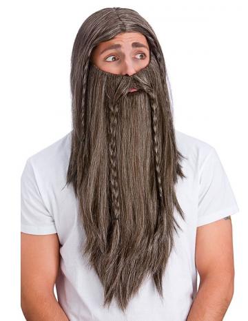 Deluxe Wig And Long Beard - Brown