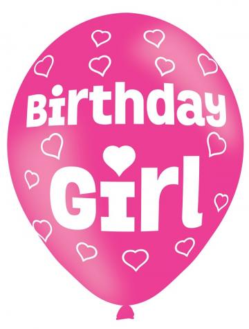 Birthday Girl Balloons - 6 Pack