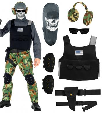 Kids Skeleton Soldier Costume