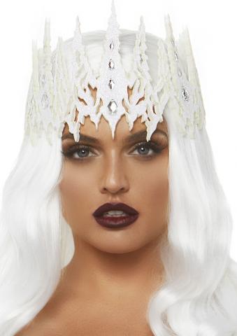 Glitter Die Cut Jewelled Crown - White