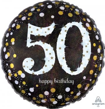 50 Happy Birthday Foil Balloon 18" - Silver