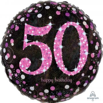 50 Happy Birthday Foil Balloon 18" - Pink
