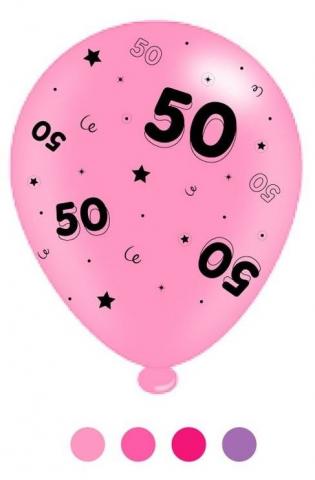 50th Birthday Blue Pink Latex Balloons