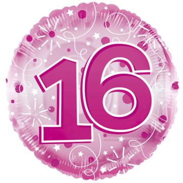 16th Happy Birthday Clearview Pink Balloon