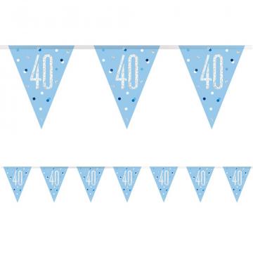 40th Birthday Flag Banner - Glitz Blue