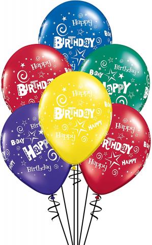 11" Happy Birthday Latex Balloons - 6 pack