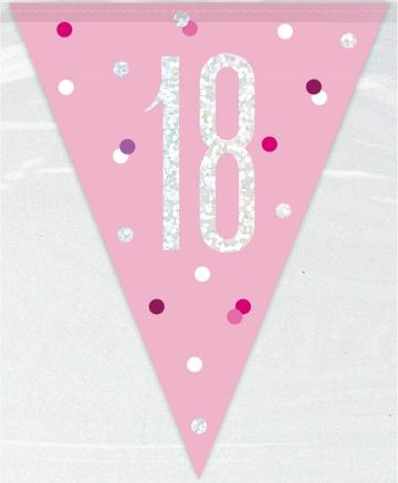 18th Birthday Flag Banner - Glitz Pink
