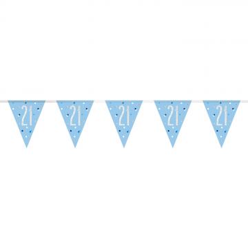 21st Birthday Flag Banner - Glitz Blue