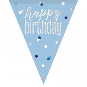 Happy Birthday Flag Banner - Glitz Blue