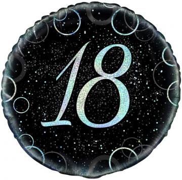 18th Birthday Silver Glitz Prism Balloon 18"
