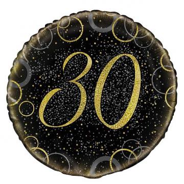 30th Birthday Gold Glitz Prism Balloon 18"