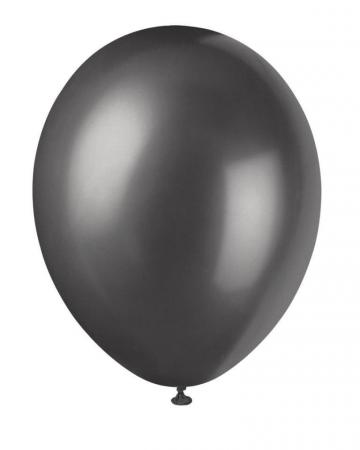 12" Round Pearl Ink Black Latex Balloons - 8 Pack