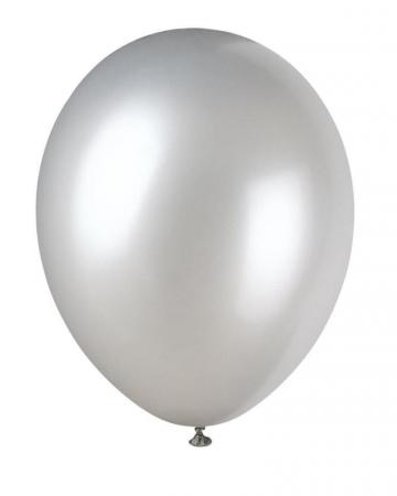 12" Round Pearl Shimmering Silver Latex Balloons - 8 Pack