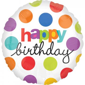 Polka Dot Happy Birthday Balloon - 17"