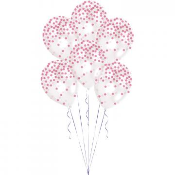 11" Pink Confetti Balloons - Pack of 6