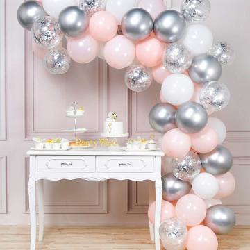 Pink Silver and White Balloons Set 60 Pcs