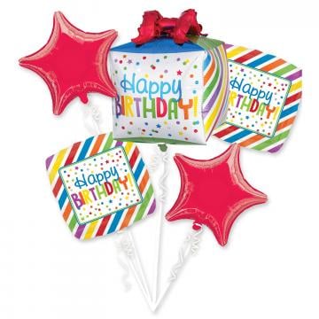Happy Birthday Present Foil Balloon Bouquets