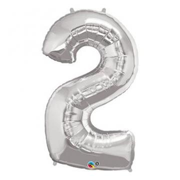 Silver Numbered Foil Balloon #2
