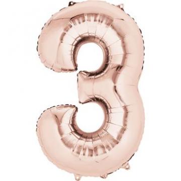 Rose Gold Numbered Foil Balloon #3