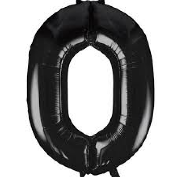 34" Black Numbered Foil Balloon #0