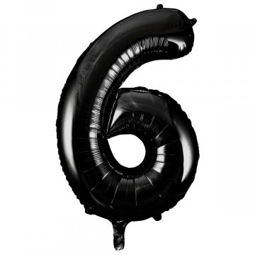 Black Numbered Foil Balloon #6