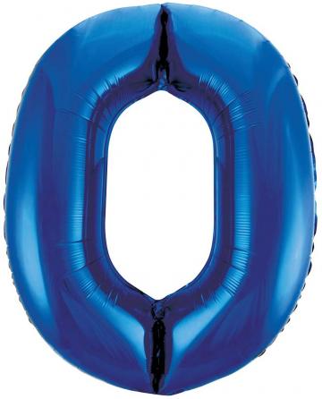 Blue Numbered Foil Balloon #0