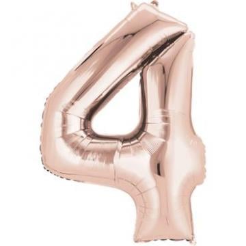 Rose Gold Numbered Minishape Foil Balloon #4