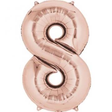 Rose Gold Numbered Minishape Foil Balloon #8