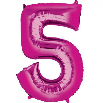 Pink Numbered Minishape Foil Balloon #5