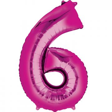 Pink Numbered Minishape Foil Balloon #6