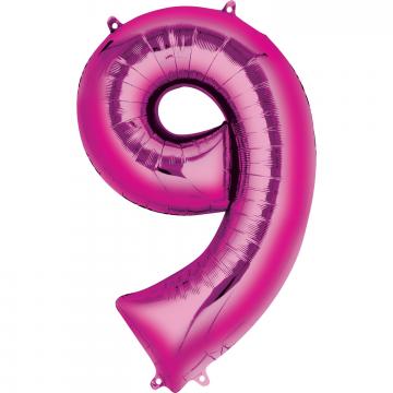 Pink Numbered Minishape Foil Balloon #9