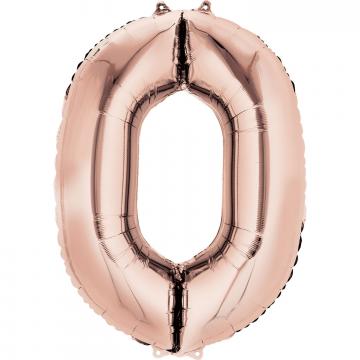 Rose Gold Numbered Foil Balloon #0 - 34"
