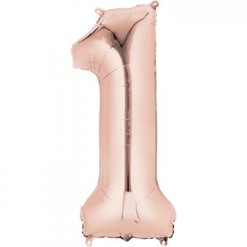 Rose Gold Numbered Foil Balloon #1 - 34"
