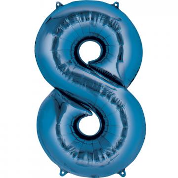 Blue Numbered Minishape Foil Balloon #8