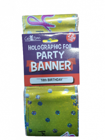 Holographic Foil 18th Birthday Banner - 2.6m