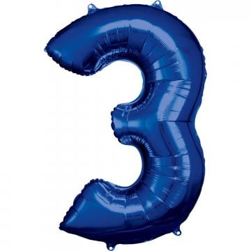 Blue Numbered Foil Balloon #3