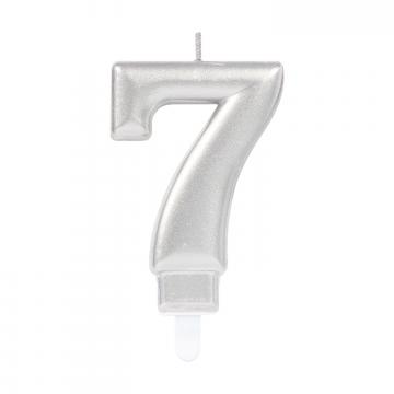 Silver Metallic Finish Number Candle #7
