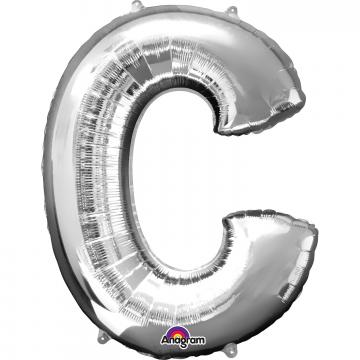 16'' Letter 'C' Silver Air Fill Balloon