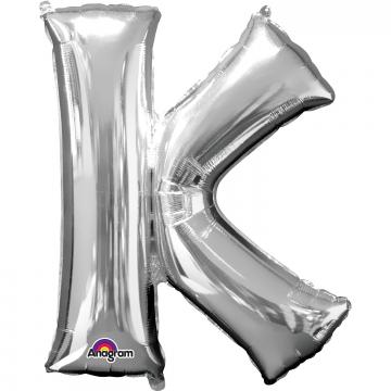 16'' Letter 'K' Silver Air Fill Balloon