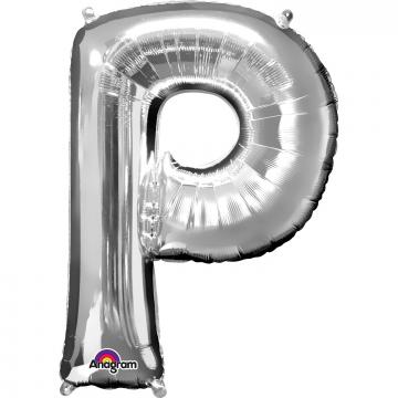 16'' Letter 'P' Silver Air Fill Balloon