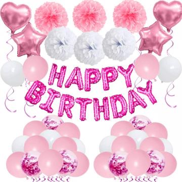 Pink & White Polka Dot Happy Birthday Balloon Kit - 68 Pieces