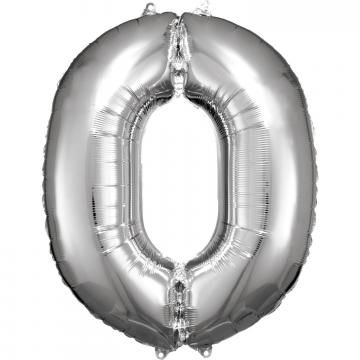 33'' Silver Numbered Foil Balloon #0