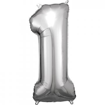 33'' Silver Numbered Foil Balloon #1