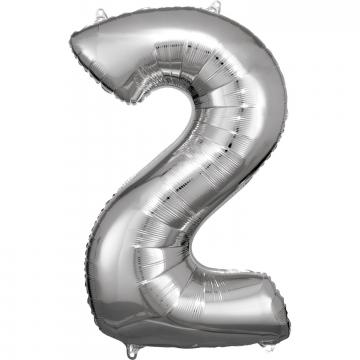33'' Silver Numbered Foil Balloon #2
