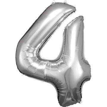33'' Silver Numbered Foil Balloon #4