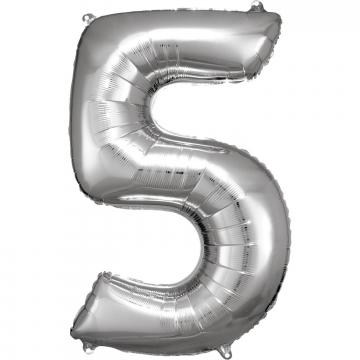 33'' Silver Numbered Foil Balloon #5
